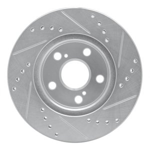 Toyota Prius Brake Rotor (1) - Front Left - R1 Concepts - Drilled & Slotted - Silver - `04-`09